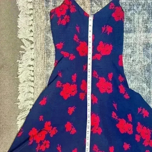 GAP | Women’s Navy Blue and Red Floral Dress | Size XS - Picture 9 of 14